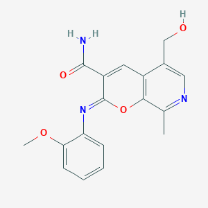 molecular formula C18H17N3O4 B2472755 5-(Hydroxymethyl)-2-(2-methoxyphenyl)imino-8-methylpyrano[2,3-c]pyridine-3-carboxamide CAS No. 443117-95-1
