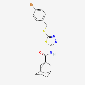 molecular formula C20H22BrN3OS2 B2472763 N-[5-[(4-bromophenyl)methylsulfanyl]-1,3,4-thiadiazol-2-yl]adamantane-1-carboxamide CAS No. 392302-71-5