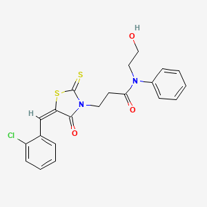 3-[(5E)-5-[(2-chlorophenyl)methylidene]-4-oxo-2-sulfanylidene-1,3-thiazolidin-3-yl]-N-(2-hydroxyethyl)-N-phenylpropanamide