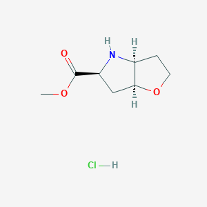 molecular formula C8H14ClNO3 B2472776 Methyl (3aS,5S,6aS)-3,3a,4,5,6,6a-hexahydro-2H-furo[3,2-b]pyrrole-5-carboxylate;hydrochloride CAS No. 2377004-63-0