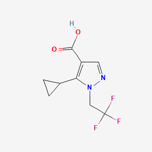 molecular formula C9H9F3N2O2 B2472779 5-Cyclopropyl-1-(2,2,2-trifluoroethyl)pyrazole-4-carboxylic acid CAS No. 1994717-00-8