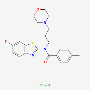 molecular formula C22H25ClFN3O2S B2472782 N-(6-氟苯并[d]噻唑-2-基)-4-甲基-N-(3-吗啉代丙基)苯甲酰胺盐酸盐 CAS No. 1219247-95-6