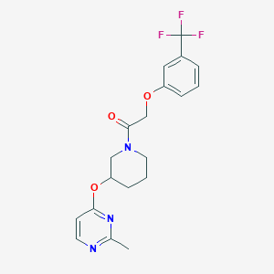 molecular formula C19H20F3N3O3 B2472787 1-(3-((2-Methylpyrimidin-4-yl)oxy)piperidin-1-yl)-2-(3-(trifluoromethyl)phenoxy)ethanone CAS No. 2034525-47-6