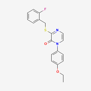 molecular formula C19H17FN2O2S B2472792 1-(4-Ethoxyphenyl)-3-[(2-fluorophenyl)methylsulfanyl]pyrazin-2-one CAS No. 899759-42-3