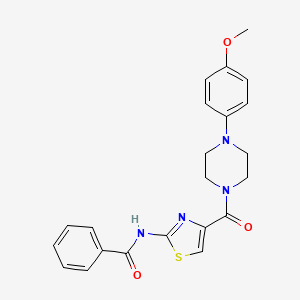 molecular formula C22H22N4O3S B2472822 N-(4-(4-(4-methoxyphenyl)piperazine-1-carbonyl)thiazol-2-yl)benzamide CAS No. 941970-45-2