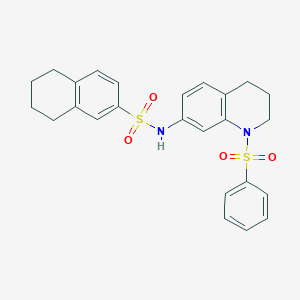 molecular formula C25H26N2O4S2 B2472832 N-(1-(苯磺酰基)-1,2,3,4-四氢喹啉-7-基)-5,6,7,8-四氢萘-2-磺酰胺 CAS No. 950474-96-1