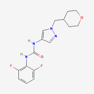 molecular formula C16H18F2N4O2 B2472833 1-(2,6-difluorophenyl)-3-(1-((tetrahydro-2H-pyran-4-yl)methyl)-1H-pyrazol-4-yl)urea CAS No. 1705753-45-2