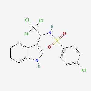 molecular formula C16H12Cl4N2O2S B2472854 4-chloro-N-[2,2,2-trichloro-1-(1H-indol-3-yl)ethyl]benzenesulfonamide CAS No. 348642-53-5