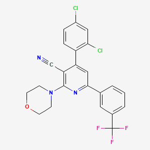 molecular formula C23H16Cl2F3N3O B2472858 4-(2,4-Dichlorophenyl)-2-morpholino-6-[3-(trifluoromethyl)phenyl]nicotinonitrile CAS No. 341964-98-5