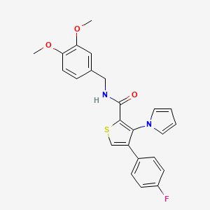 molecular formula C24H21FN2O3S B2472860 N-(3,4-dimethoxybenzyl)-4-(4-fluorophenyl)-3-(1H-pyrrol-1-yl)thiophene-2-carboxamide CAS No. 1207038-86-5