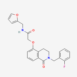 molecular formula C23H21FN2O4 B2472876 2-((2-(2-fluorobenzyl)-1-oxo-1,2,3,4-tetrahydroisoquinolin-5-yl)oxy)-N-(furan-2-ylmethyl)acetamide CAS No. 850907-18-5