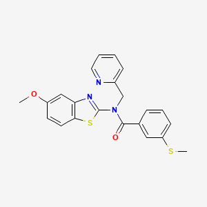 molecular formula C22H19N3O2S2 B2472877 N-(5-methoxybenzo[d]thiazol-2-yl)-3-(methylthio)-N-(pyridin-2-ylmethyl)benzamide CAS No. 941878-25-7