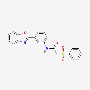 2-(benzenesulfonyl)-N-[3-(1,3-benzoxazol-2-yl)phenyl]acetamide