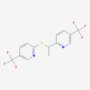molecular formula C14H10F6N2S B2472894 5-(三氟甲基)-2-(1-{[5-(三氟甲基)吡啶-2-基]硫代}乙基)吡啶 CAS No. 1092345-95-3