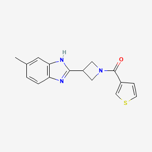 molecular formula C16H15N3OS B2472899 (3-(5-methyl-1H-benzo[d]imidazol-2-yl)azetidin-1-yl)(thiophen-3-yl)methanone CAS No. 1396801-40-3