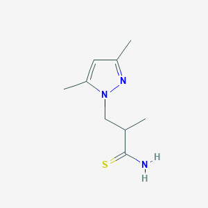 molecular formula C9H15N3S B2472907 3-(3,5-dimethyl-1H-pyrazol-1-yl)-2-methylpropanethioamide CAS No. 1006485-44-4
