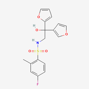molecular formula C17H16FNO5S B2472923 4-fluoro-N-[2-(furan-2-yl)-2-(furan-3-yl)-2-hydroxyethyl]-2-methylbenzene-1-sulfonamide CAS No. 2097899-11-9