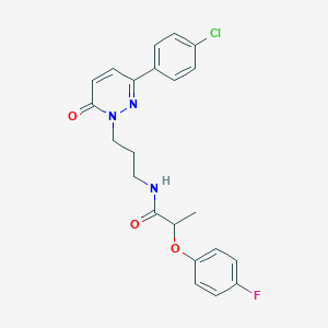 molecular formula C22H21ClFN3O3 B2472925 N-(3-(3-(4-chlorophenyl)-6-oxopyridazin-1(6H)-yl)propyl)-2-(4-fluorophenoxy)propanamide CAS No. 1058241-01-2