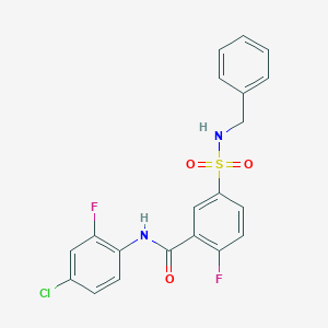 molecular formula C20H15ClF2N2O3S B2472927 5-(benzylsulfamoyl)-N-(4-chloro-2-fluorophenyl)-2-fluorobenzamide CAS No. 451513-94-3