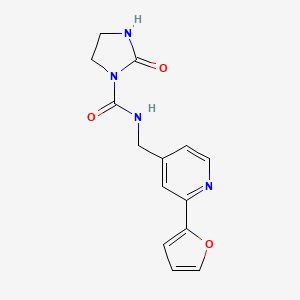 molecular formula C14H14N4O3 B2472942 N-((2-(furan-2-yl)pyridin-4-yl)methyl)-2-oxoimidazolidine-1-carboxamide CAS No. 2034594-00-6