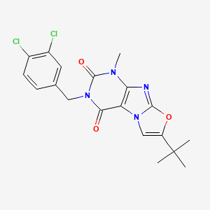 molecular formula C19H18Cl2N4O3 B2472962 7-(tert-butyl)-3-(3,4-dichlorobenzyl)-1-methyloxazolo[2,3-f]purine-2,4(1H,3H)-dione CAS No. 899948-18-6