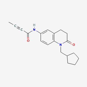 molecular formula C19H22N2O2 B2472964 N-[1-(cyclopentylmethyl)-2-oxo-1,2,3,4-tetrahydroquinolin-6-yl]but-2-ynamide CAS No. 2094325-15-0