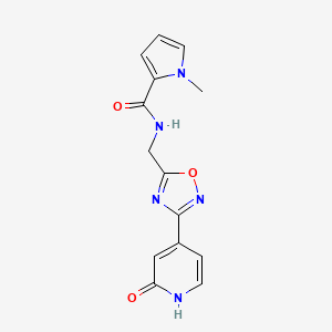 molecular formula C14H13N5O3 B2472965 1-methyl-N-((3-(2-oxo-1,2-dihydropyridin-4-yl)-1,2,4-oxadiazol-5-yl)methyl)-1H-pyrrole-2-carboxamide CAS No. 2034504-51-1