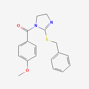 molecular formula C18H18N2O2S B2472977 (2-Benzylsulfanyl-4,5-dihydroimidazol-1-yl)-(4-methoxyphenyl)methanone CAS No. 851863-77-9