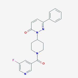 molecular formula C21H19FN4O2 B2472988 2-[1-(5-Fluoropyridine-3-carbonyl)piperidin-4-yl]-6-phenylpyridazin-3-one CAS No. 2380039-99-4