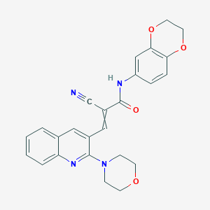 molecular formula C25H22N4O4 B2473003 2-cyano-N-(2,3-dihydro-1,4-benzodioxin-6-yl)-3-[2-(morpholin-4-yl)quinolin-3-yl]prop-2-enamide CAS No. 875158-42-2