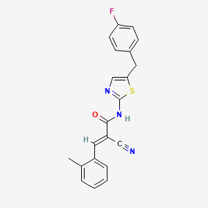 molecular formula C21H16FN3OS B2473012 (E)-2-氰基-N-(5-(4-氟苄基)噻唑-2-基)-3-(邻甲苯基)丙烯酰胺 CAS No. 468769-36-0