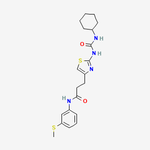 molecular formula C20H26N4O2S2 B2473022 3-(2-(3-cyclohexylureido)thiazol-4-yl)-N-(3-(methylthio)phenyl)propanamide CAS No. 1091022-17-1