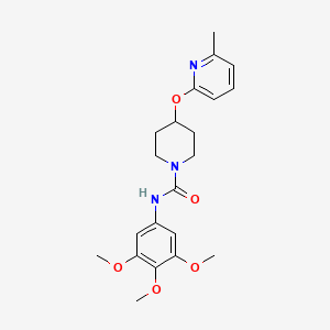 molecular formula C21H27N3O5 B2473051 4-((6-methylpyridin-2-yl)oxy)-N-(3,4,5-trimethoxyphenyl)piperidine-1-carboxamide CAS No. 1797129-67-9
