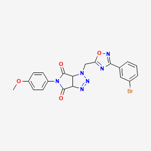molecular formula C20H15BrN6O4 B2473053 1-((3-(3-bromophenyl)-1,2,4-oxadiazol-5-yl)methyl)-5-(4-methoxyphenyl)-1,6a-dihydropyrrolo[3,4-d][1,2,3]triazole-4,6(3aH,5H)-dione CAS No. 1251572-75-4