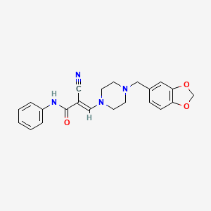 (E)-3-(4-(benzo[d][1,3]dioxol-5-ylmethyl)piperazin-1-yl)-2-cyano-N-phenylacrylamide