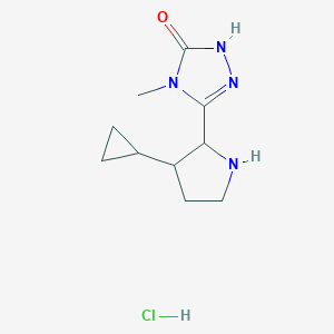 molecular formula C10H17ClN4O B2473069 3-(3-环丙基吡咯啉-2-基)-4-甲基-1H-1,2,4-三唑-5-酮；盐酸盐 CAS No. 2375274-33-0