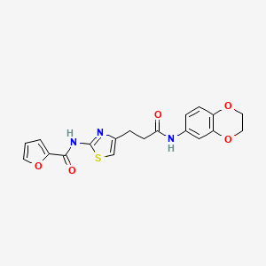 N-(4-(3-((2,3-dihydrobenzo[b][1,4]dioxin-6-yl)amino)-3-oxopropyl)thiazol-2-yl)furan-2-carboxamide