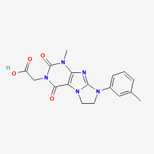 molecular formula C17H17N5O4 B2473083 2-[4-Methyl-6-(3-methylphenyl)-1,3-dioxo-7,8-dihydropurino[7,8-a]imidazol-2-yl]acetic acid CAS No. 878736-43-7
