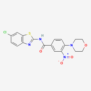molecular formula C18H15ClN4O4S B2473093 N-(6-chloro-1,3-benzothiazol-2-yl)-4-(morpholin-4-yl)-3-nitrobenzamide CAS No. 315240-63-2