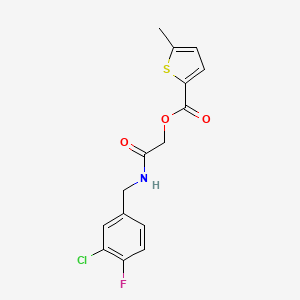 molecular formula C15H13ClFNO3S B2473097 2-((3-氯-4-氟苄基)氨基)-2-氧代乙基 5-甲硫代吩-2-羧酸酯 CAS No. 1794897-63-4