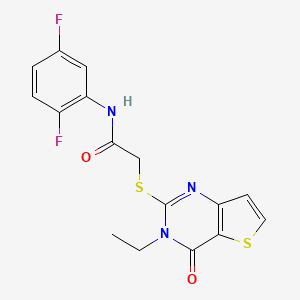 molecular formula C16H13F2N3O2S2 B2473100 N-(2,5-二氟苯基)-2-[(3-乙基-4-氧代-3,4-二氢噻吩并[3,2-d]嘧啶-2-基)硫代]乙酰胺 CAS No. 1252927-23-3