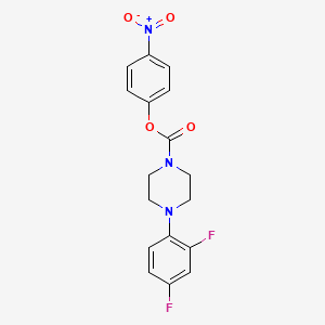 molecular formula C17H15F2N3O4 B2473103 4-ニトロフェニル 4-(2,4-ジフルオロフェニル)テトラヒドロ-1(2H)-ピラジンカルボン酸エステル CAS No. 1159598-37-4