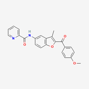 molecular formula C23H18N2O4 B2473105 N-{2-[(4-甲氧基苯基)羰基]-3-甲基-1-苯并呋喃-5-基}吡啶-2-甲酰胺 CAS No. 929825-17-2