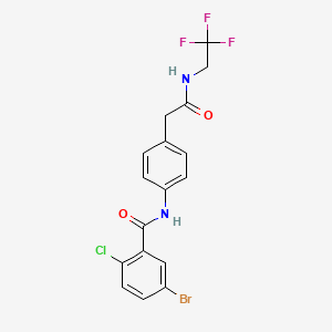 molecular formula C17H13BrClF3N2O2 B2473108 5-bromo-2-chloro-N-(4-(2-oxo-2-((2,2,2-trifluoroethyl)amino)ethyl)phenyl)benzamide CAS No. 1235093-87-4