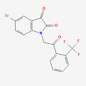 molecular formula C17H9BrF3NO3 B2473110 5-Bromo-1-[2-oxo-2-[2-(trifluoromethyl)phenyl]ethyl]indole-2,3-dione CAS No. 388093-31-0