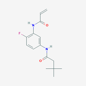 molecular formula C15H19FN2O2 B2473111 N-[4-Fluoro-3-(prop-2-enoylamino)phenyl]-3,3-dimethylbutanamide CAS No. 2197671-42-2