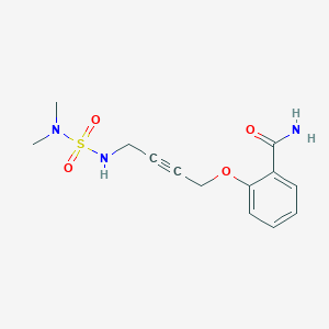 molecular formula C13H17N3O4S B2473113 2-((4-((N,N-二甲基磺酰氨基)氨基)丁-2-炔-1-基)氧基)苯甲酰胺 CAS No. 1448069-53-1