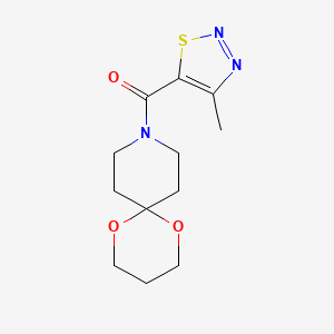 molecular formula C12H17N3O3S B2473122 (4-Methyl-1,2,3-thiadiazol-5-yl)(1,5-dioxa-9-azaspiro[5.5]undecan-9-yl)methanone CAS No. 1351658-46-2