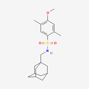 molecular formula C20H29NO3S B2473131 苯磺酰胺, N-(金刚烷-1-基)甲基-4-甲氧基-2,5-二甲基- CAS No. 681852-17-5