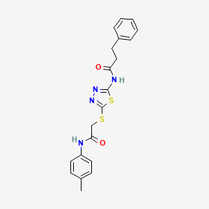 N-(5-((2-oxo-2-(p-tolylamino)ethyl)thio)-1,3,4-thiadiazol-2-yl)-3-phenylpropanamide